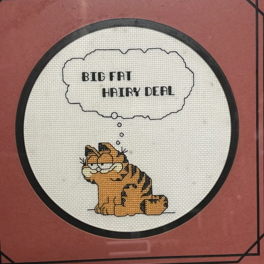 Vintage‎ Garfield Cross Stitch Framed 