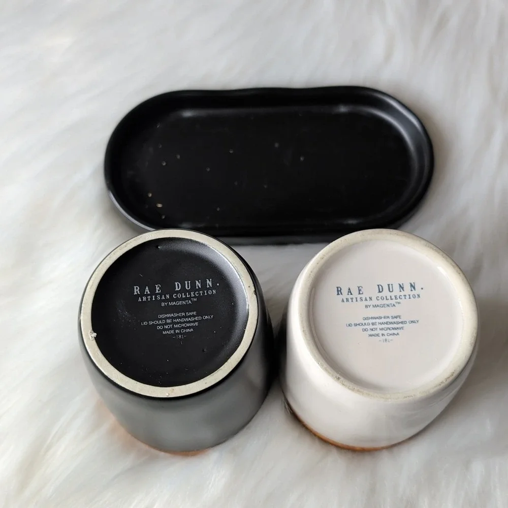 Rae Dunn SALT PEPPER Crock Containers Cellars Set‎