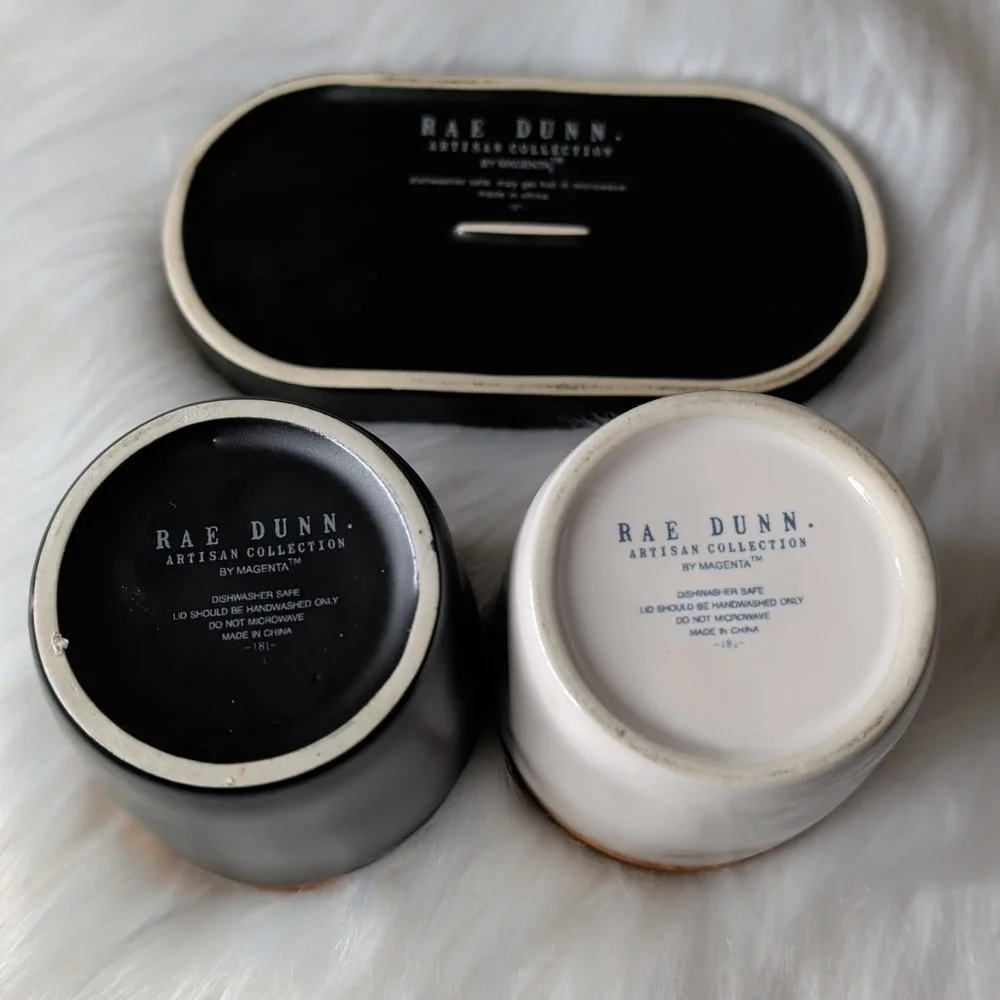 Rae Dunn SALT PEPPER Crock Containers Cellars Set‎