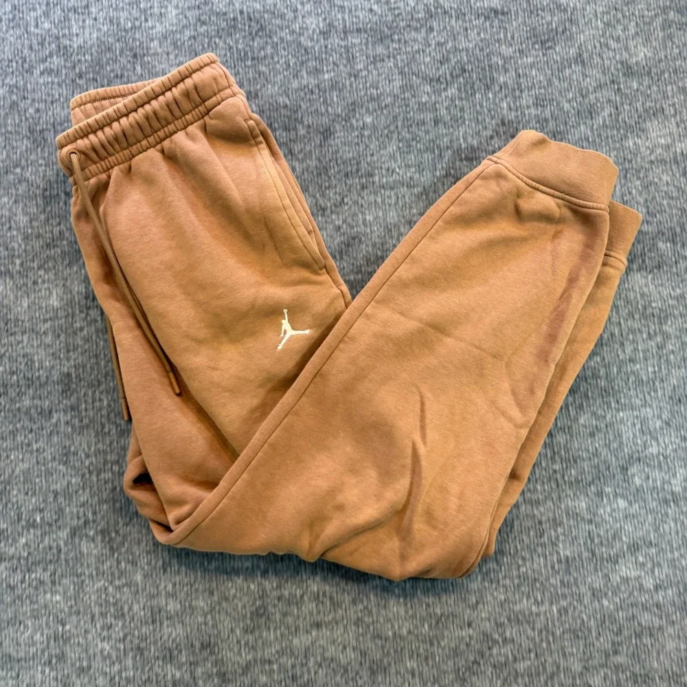 Jordan Essentials Fleece Sweatpants Clay Brown Jumpman Joggers Mens Small