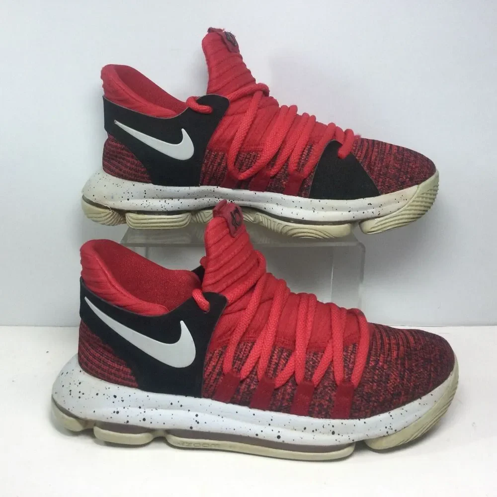 Nike Zoom KD 10 Kevin Durant Basketball Shoes Boys 6.5Y Red Lace‎ Up 918365-600