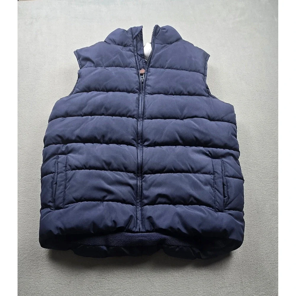 Gymboree Boys Navy Blue Puffer Vest Fleece Lined Mock Neck‎ Size 12 3030570