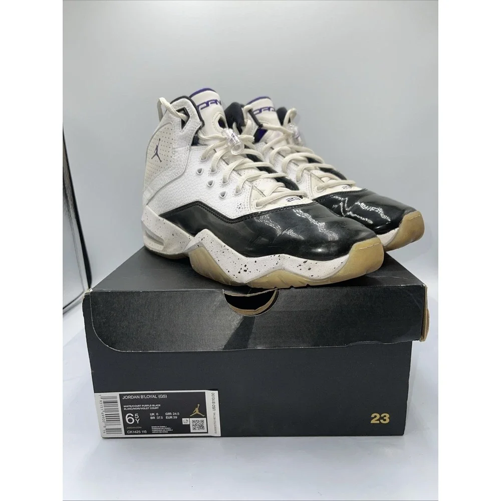 Nike‎ Air Jordan B'Loyal GS Sneakers Youth 6.5Y White Black Purple CK1425-115