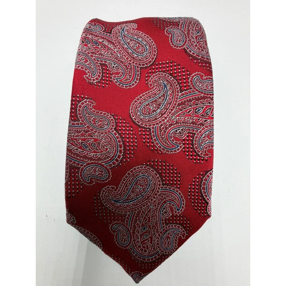 Canali 1934 Mens Red Paisley Silk Necktie Made in Italy Formal Business Tie