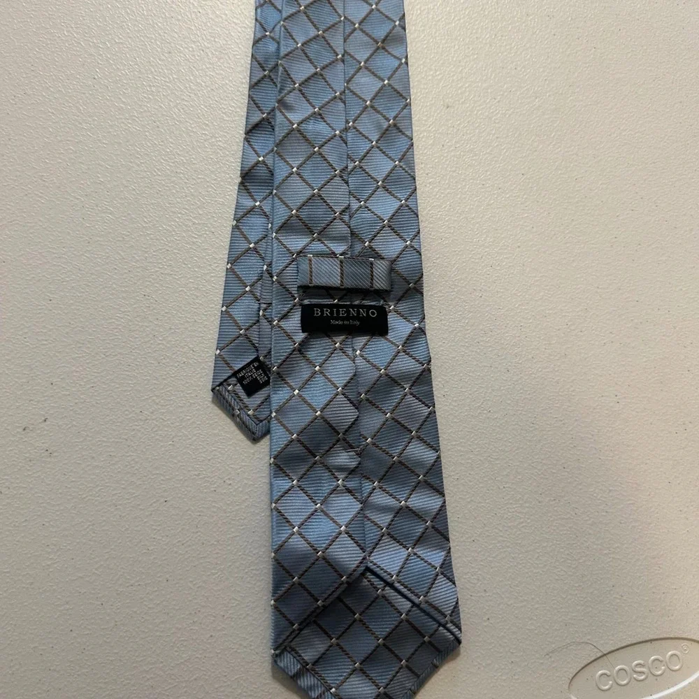 Brienno Silk Tie Mens OS Blue Diamond Geometric Italian Designer Luxury Formal‎