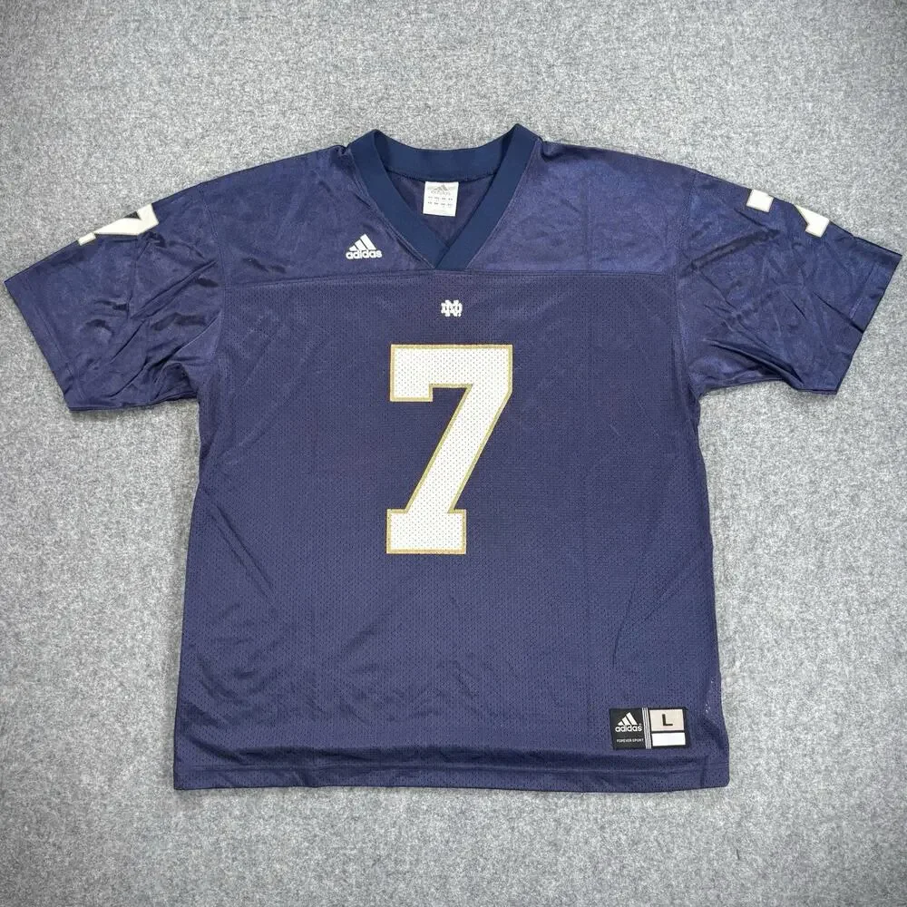 Vintage Y2K Adidas Notre Dame Fighting Irish Football Jersey #7 Blue Men’s Large