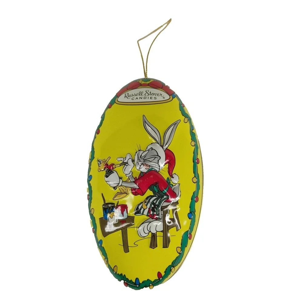 Vintage Russell Stover Looney Tunes Bugs Bunny Donald Duck Egg Tin Ornament 1997