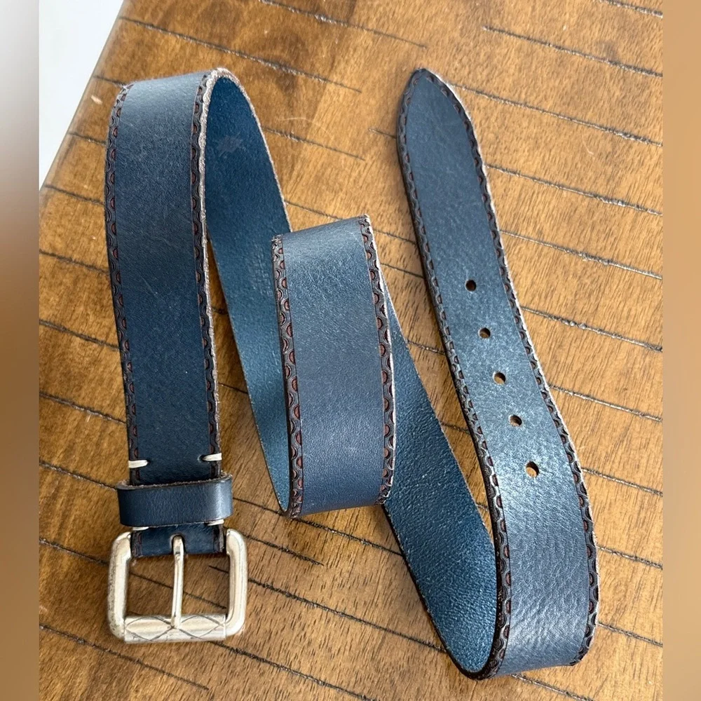 Martin Dingman Men’s Belt Blue Saddle Leather Sz. 36. Exc Cond!!