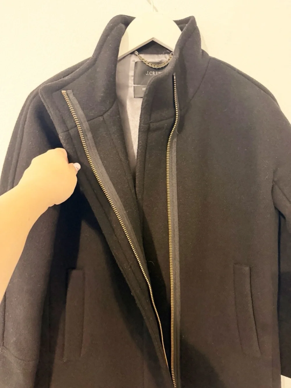 J.Crew Stadium Cloth Nello Gori Wool Cocoon Coat Black Size 4P Petite