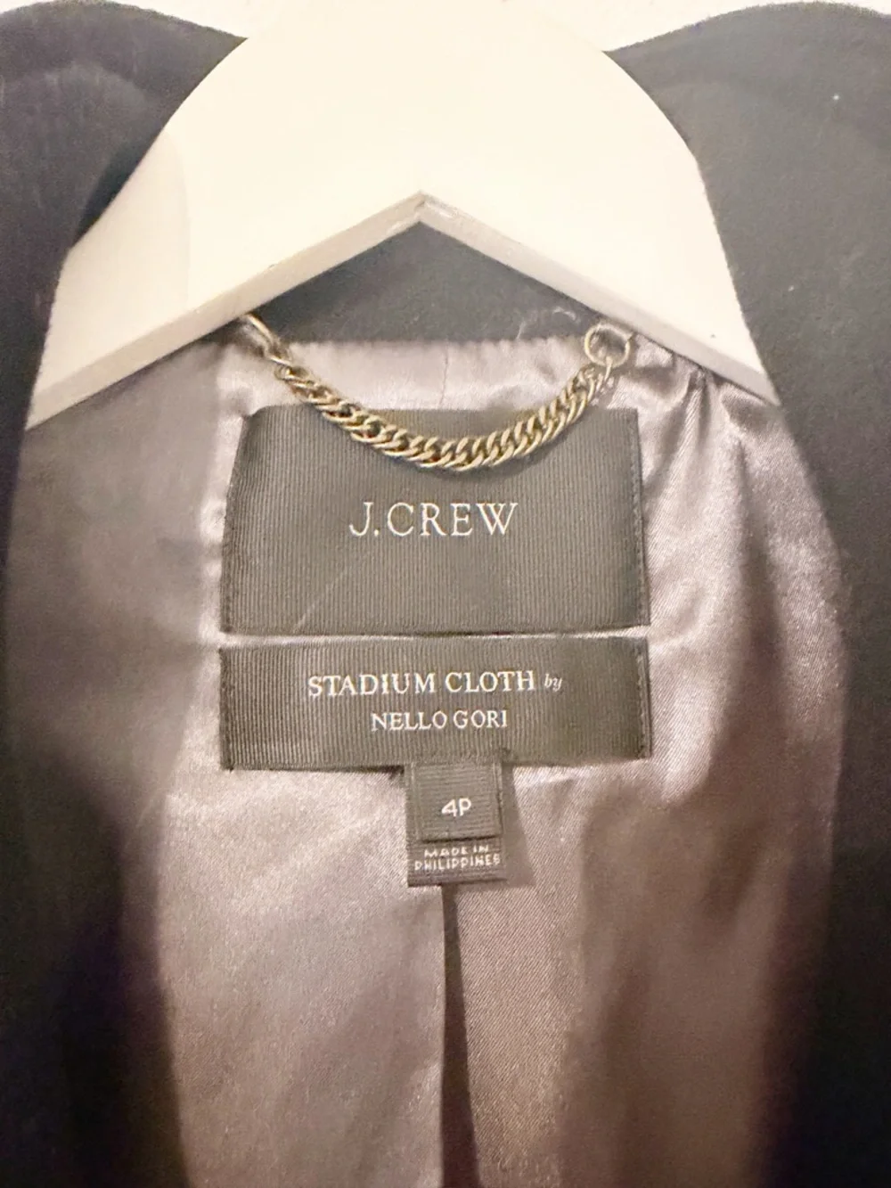 J.Crew Stadium Cloth Nello Gori Wool Cocoon Coat Black Size 4P Petite