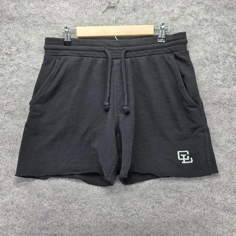 Clifford Lenox Sweat Shorts Mens XL Black Fleece 5 Inseam Pockets Drawstring