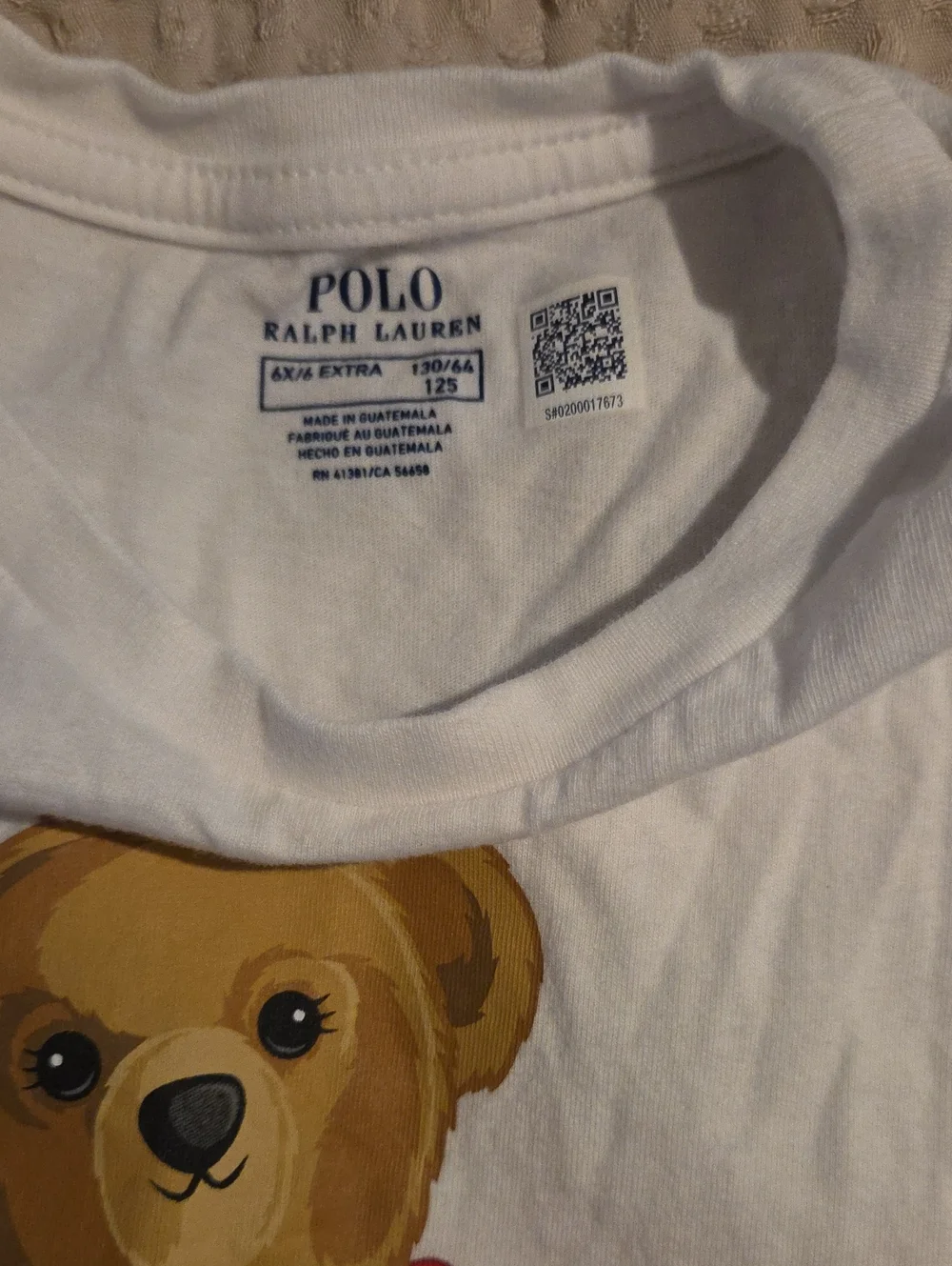 Polo by Ralph Lauren White Girls' Polo Bear T-shirt Dress.  6X/6