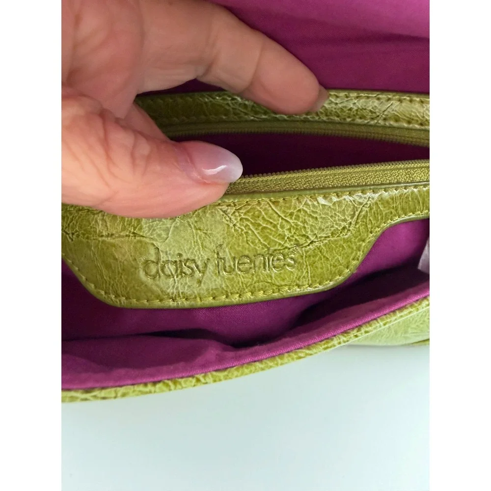 Daisy Fuentes Lime Green Faux Leather Envelope Clutch Bag with Chain Strap