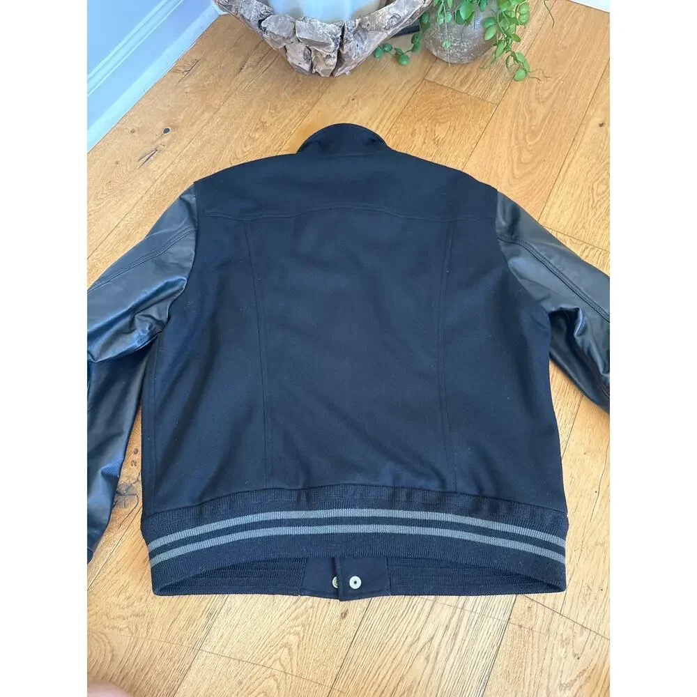 Levi’s x Thermore Men’s Black Wool Leather Sleeve Varsity Trucker Jacket XL