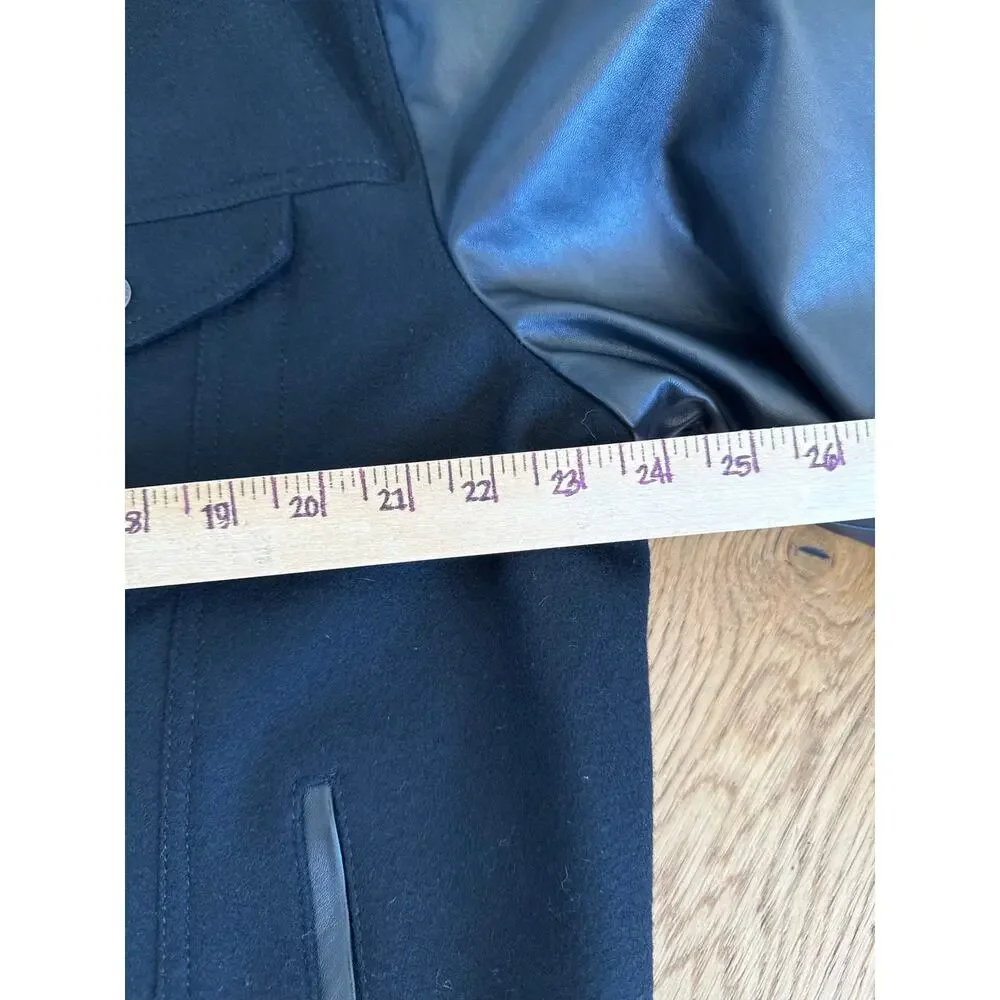 Levi’s x Thermore Men’s Black Wool Leather Sleeve Varsity Trucker Jacket XL