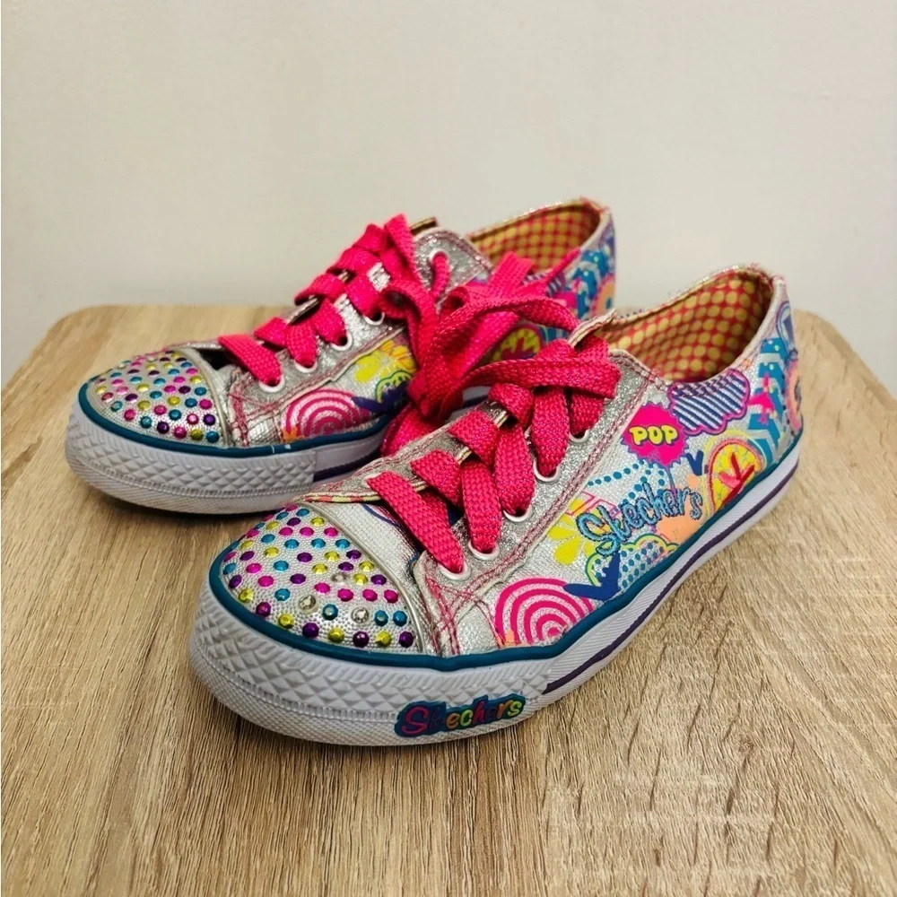 Skechers Kids' Colorful Light up Shoes - Pink and Multicolor