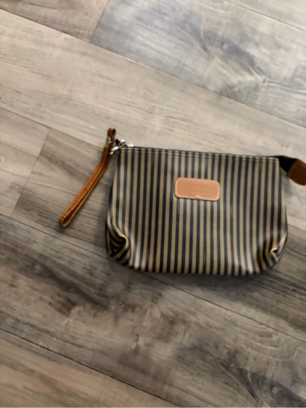 Vintage Fendi 1926 SAS Roma Toiletry Pequin Stripe Wristlet Logo Clutch Bag