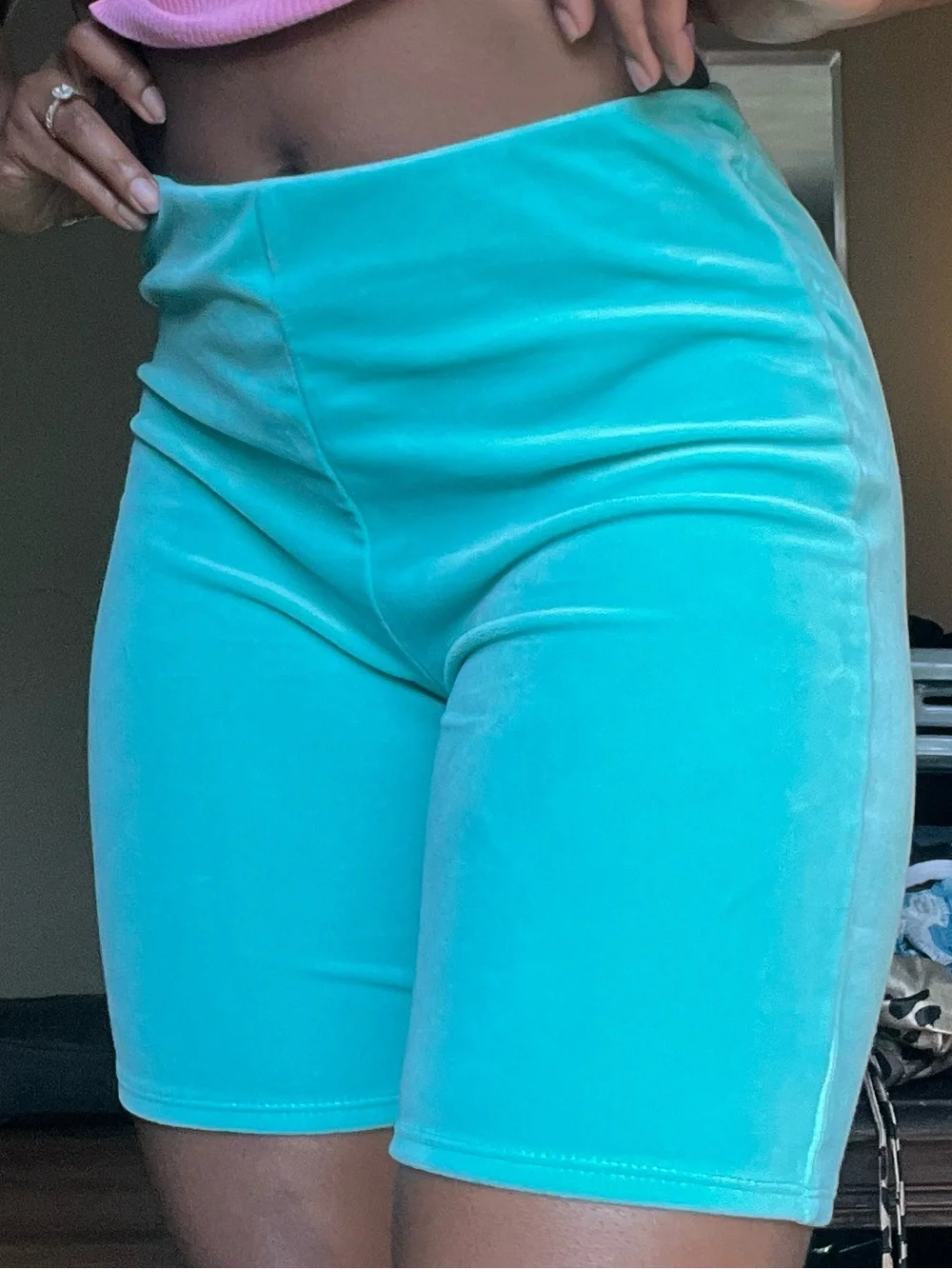 Juicy Couture Turquoise Velvet Bike Shorts