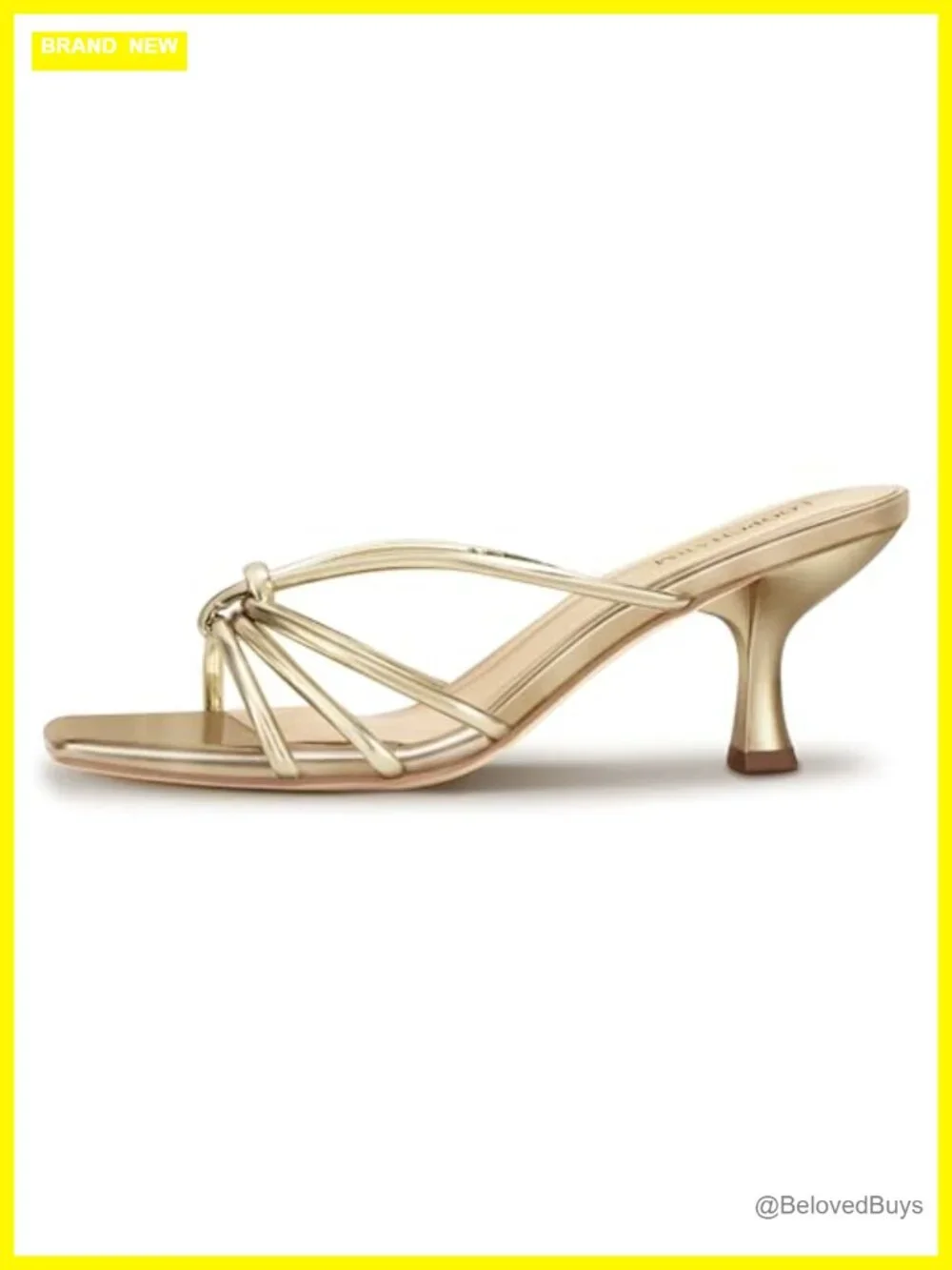 Women's Strappy Kitten Heel Square Open Toe Mule Sandals Faux Leather Slip On