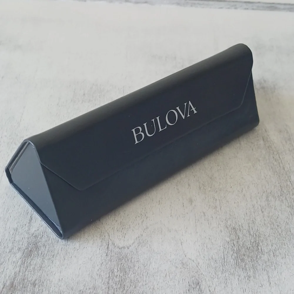 Bulova Original Dark Gray Sunglasses Eyeglass Foldable Triangle Case