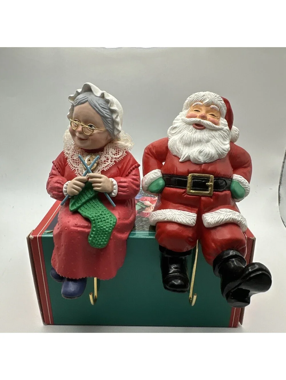 Hallmark Mr and Mrs Santa Claus Christmas Stocking Hangers (2 Lot) 1988