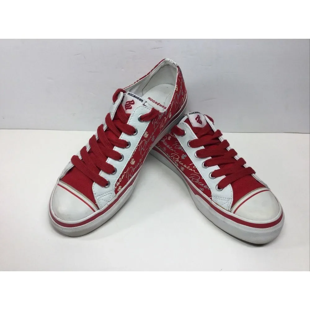 Roca Wear Pro Keds Fashion Sneakers Sz 9.5‎ Womens red white logo Designer Shoes