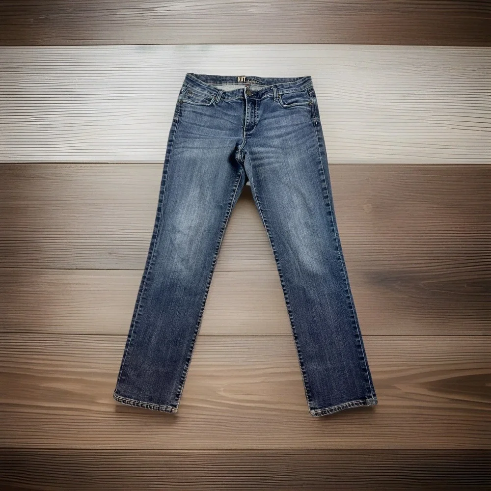 KUT Jeans Women's 12 Blue Katy Boyfriend Straight‎ Leg