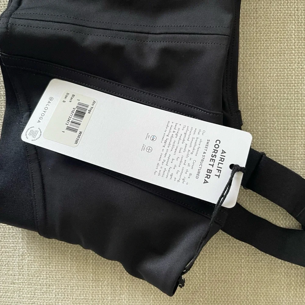 Alo Yoga NWT Top Womens Small Black Cropped Bustier Airlift‎ Corset Bra
