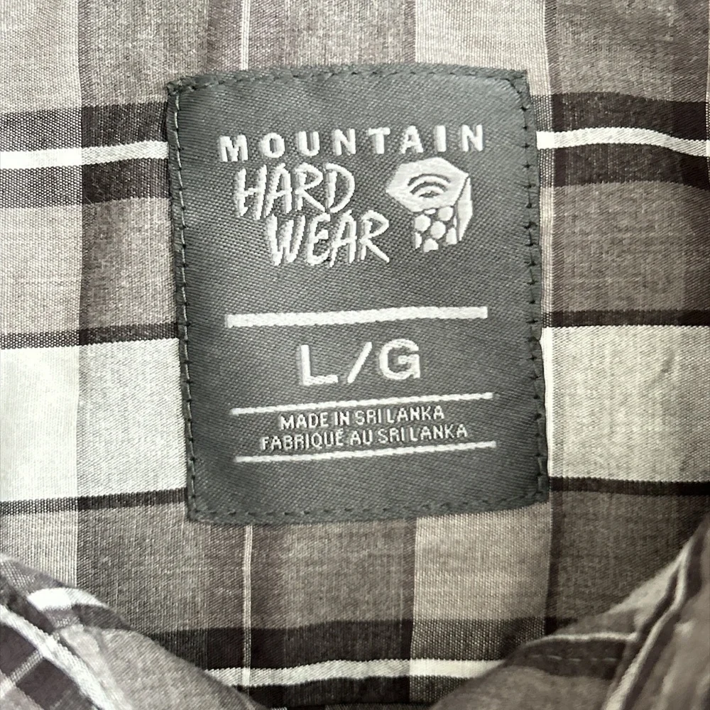 Mountain Hardwear‎ Shirt Men’s L Plaid Button Up Gray Hiking Workwear