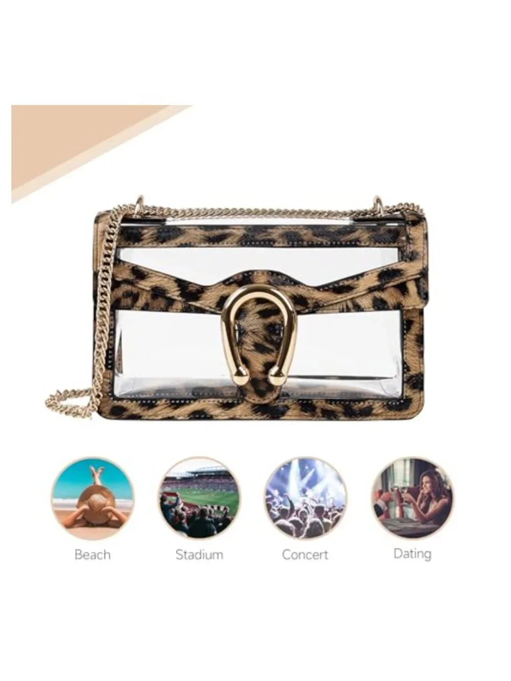Clear Crossbody Bag Stadium Approved PVC Vegan Leather