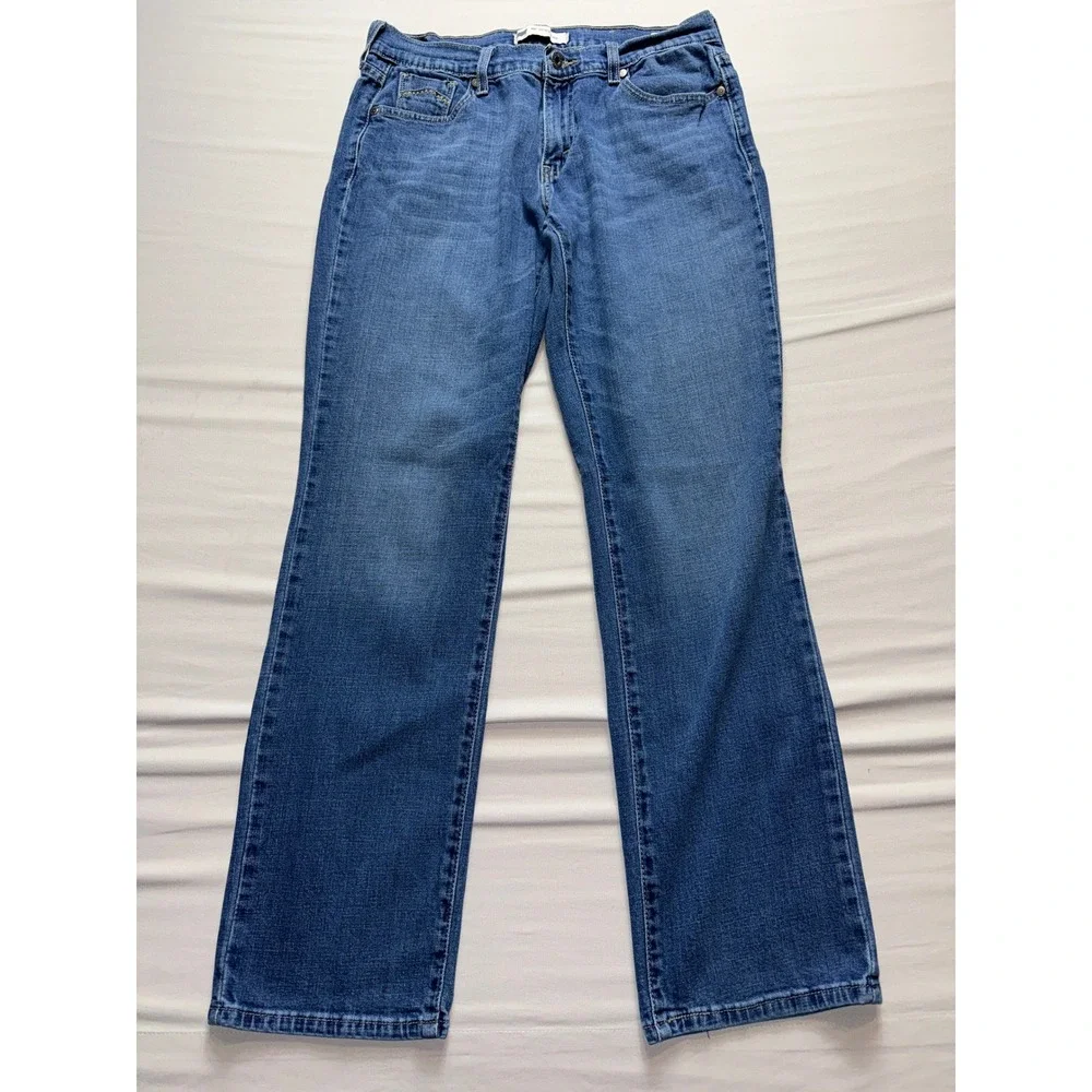 Levis 505 Straight Leg Jeans Womens 10M W30 L32‎ Medium Wash Blue Denim Stretch