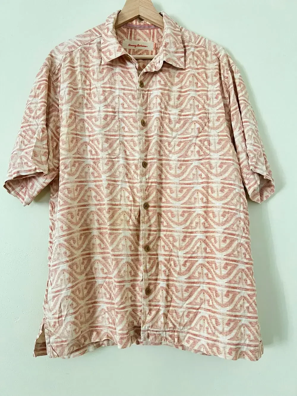 Tommy Bahama Men’s Silk‎ Hawaiian Tropical Tiki Button-Down Shirt Palm Camp M