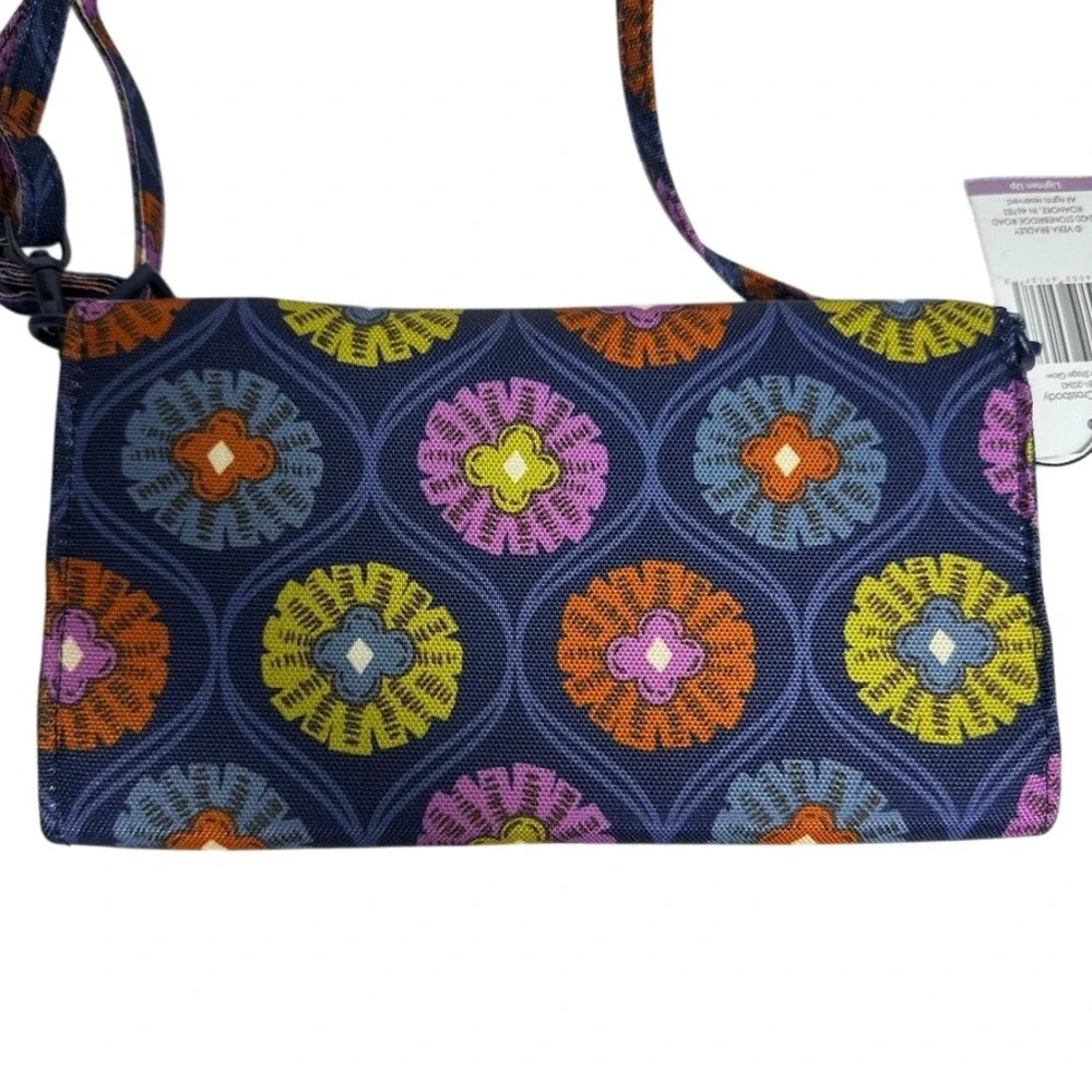 Vera Bradley Center Stage Glow Wallet Crossbody Blue Orange‎ Yellow Purple NWT