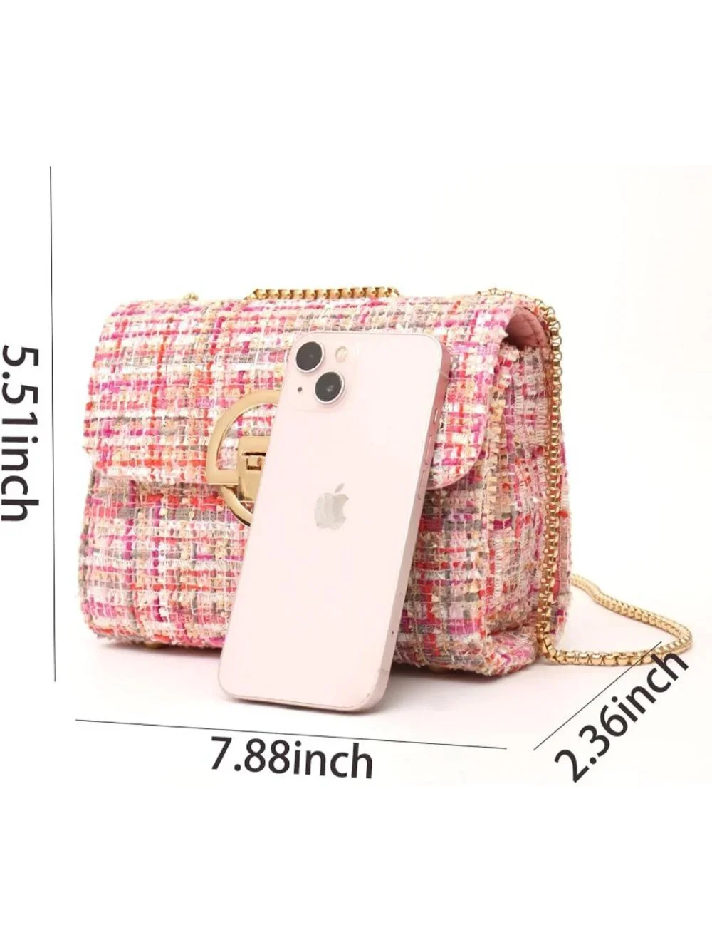 👜Women's Pink Travel Shoulder Bag Chain Quilted Crossbody Evening Clutch