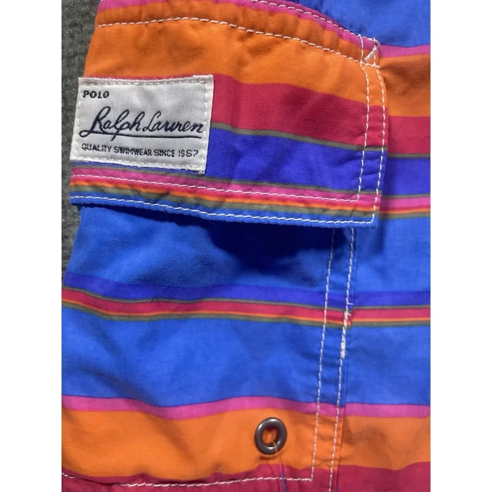 Polo Ralph Lauren Men's Stripe Swim Trunks Board Shorts Size Large