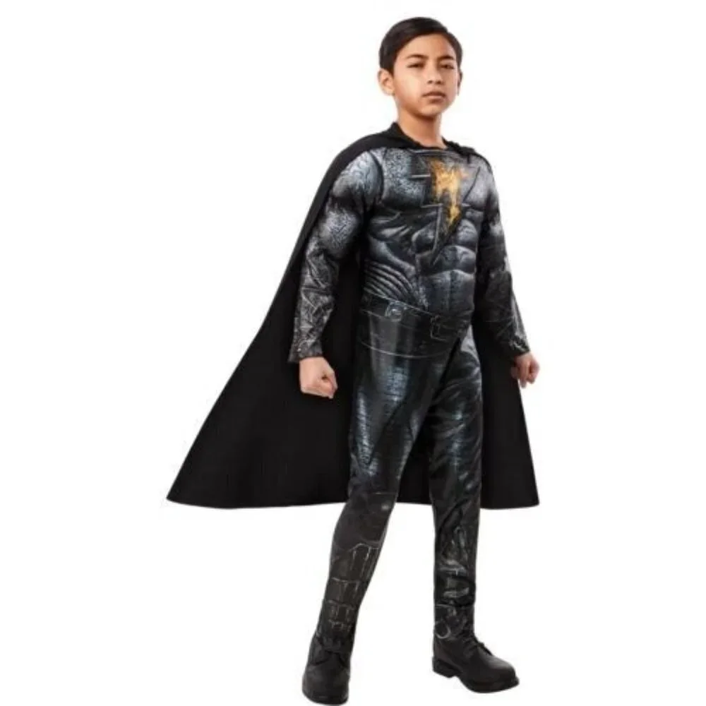 NEW Black Adam Halloween Costume DC Rubies Boys Small 6/7 Padded Jumpsuit Cape