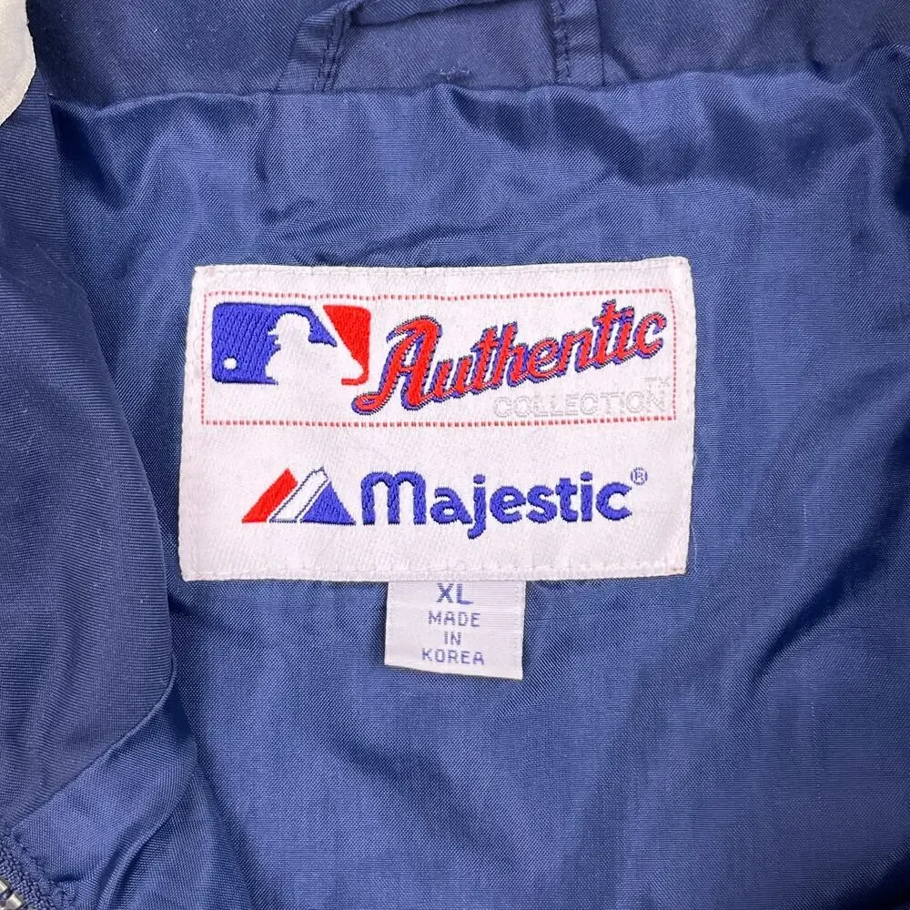VTG Seattle‎ Mariners Majestic Pullover Jacket Windbreaker XL Blue 1/4 Zip MLB
