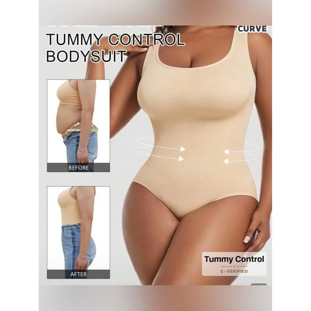 PLUS SIZE Shapewear Bodysuit Seamless Beige Tummy Control 2X NWT