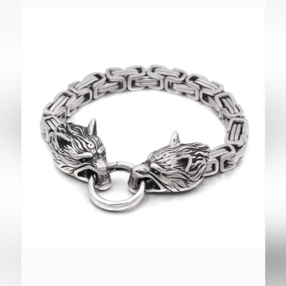 Wolf Head Bracelet Stainless Steel Nordic Viking 9
