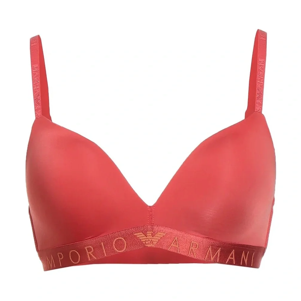 NWT Emporio Armani Underwear Padded Triangle Bralette Bra Rust Red Sz M