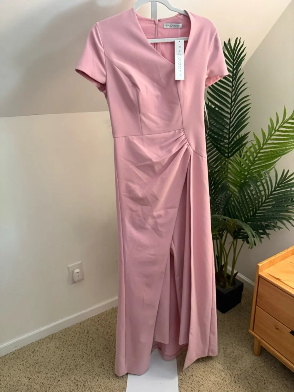 Kay Unger Walk Thru cap sleeve mauve rose dress‎ pant jumpsuit size 6