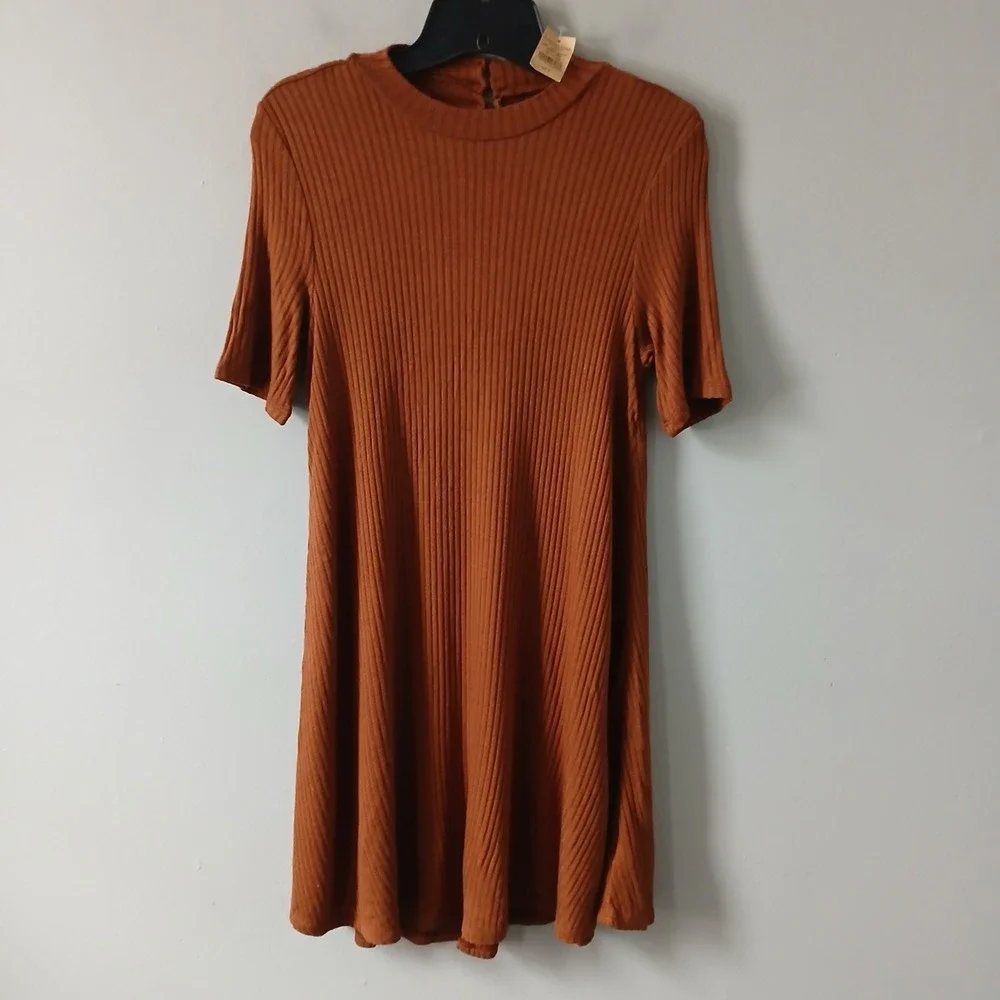 American Eagle Outfitters Women's Size Small Brown Mini‎ Knit Dress Keyhole Back