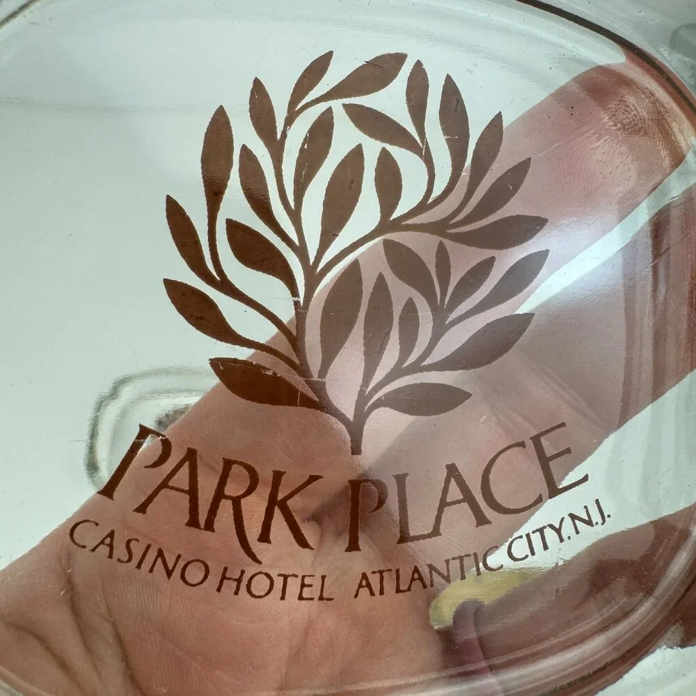2 Vtg Park Place‎ Atlantic City NJ Casino Hotel Clear Glass Ashtray Souvenir