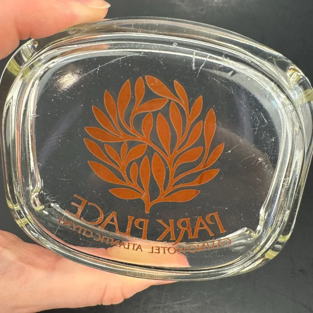 2 Vtg Park Place‎ Atlantic City NJ Casino Hotel Clear Glass Ashtray Souvenir