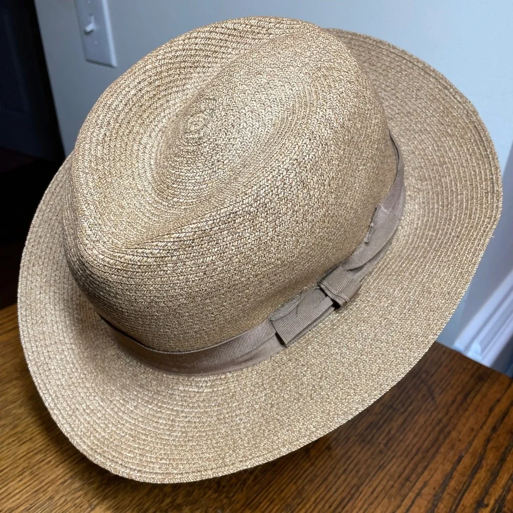 Tesi Firenze Straw Fedora‎ Hat Mens XL Tan Made in Italy JJ Hat Center New York