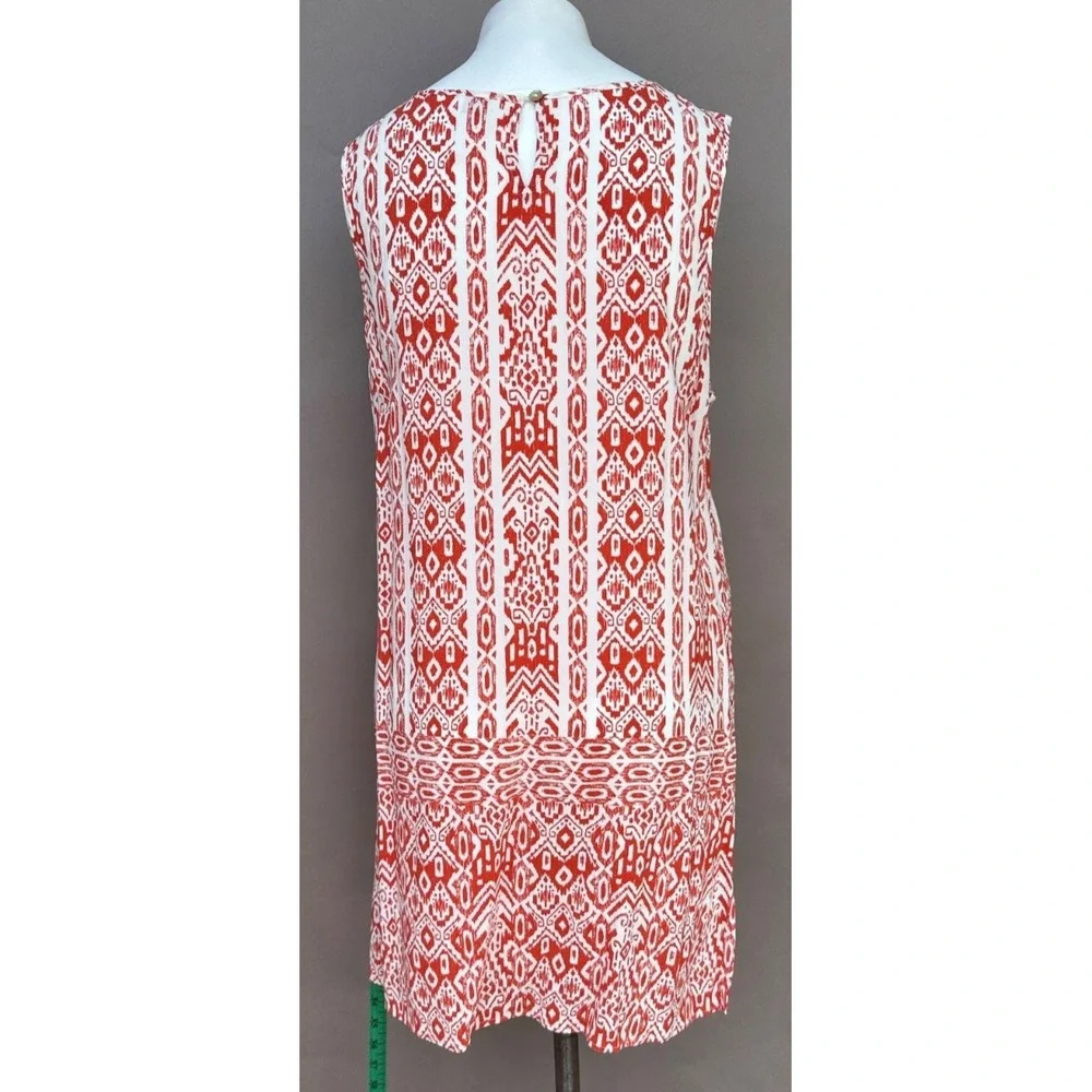 Chicos Sz 2 (L/12) Tunic Top Dress Sleeveless Batik Artsy Layered Coastal Resort