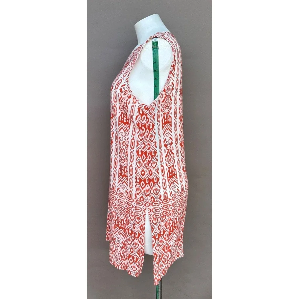 Chicos Sz 2 (L/12) Tunic Top Dress Sleeveless Batik Artsy Layered Coastal Resort