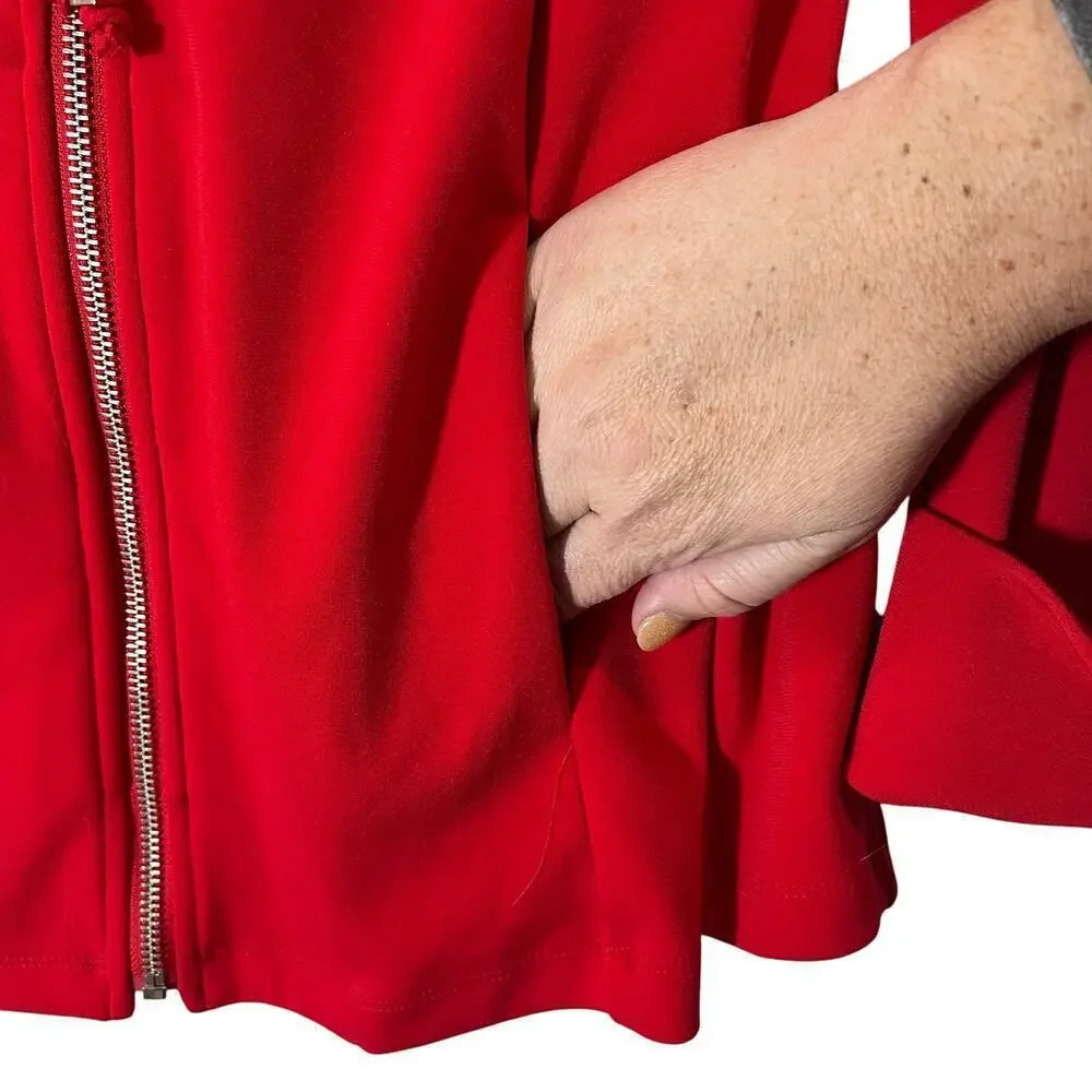 Graver Susan Graver Red Zip Up Blazer Jacket with Cuffed Sleeves‎ Size XS