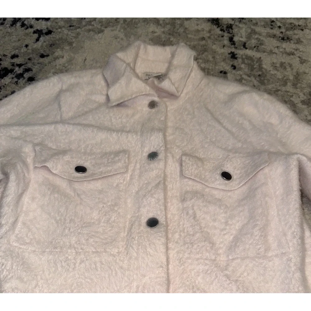 Rachel Zoe Women's Sz Large Pinkish Soft Teddy Snap Front Jacket