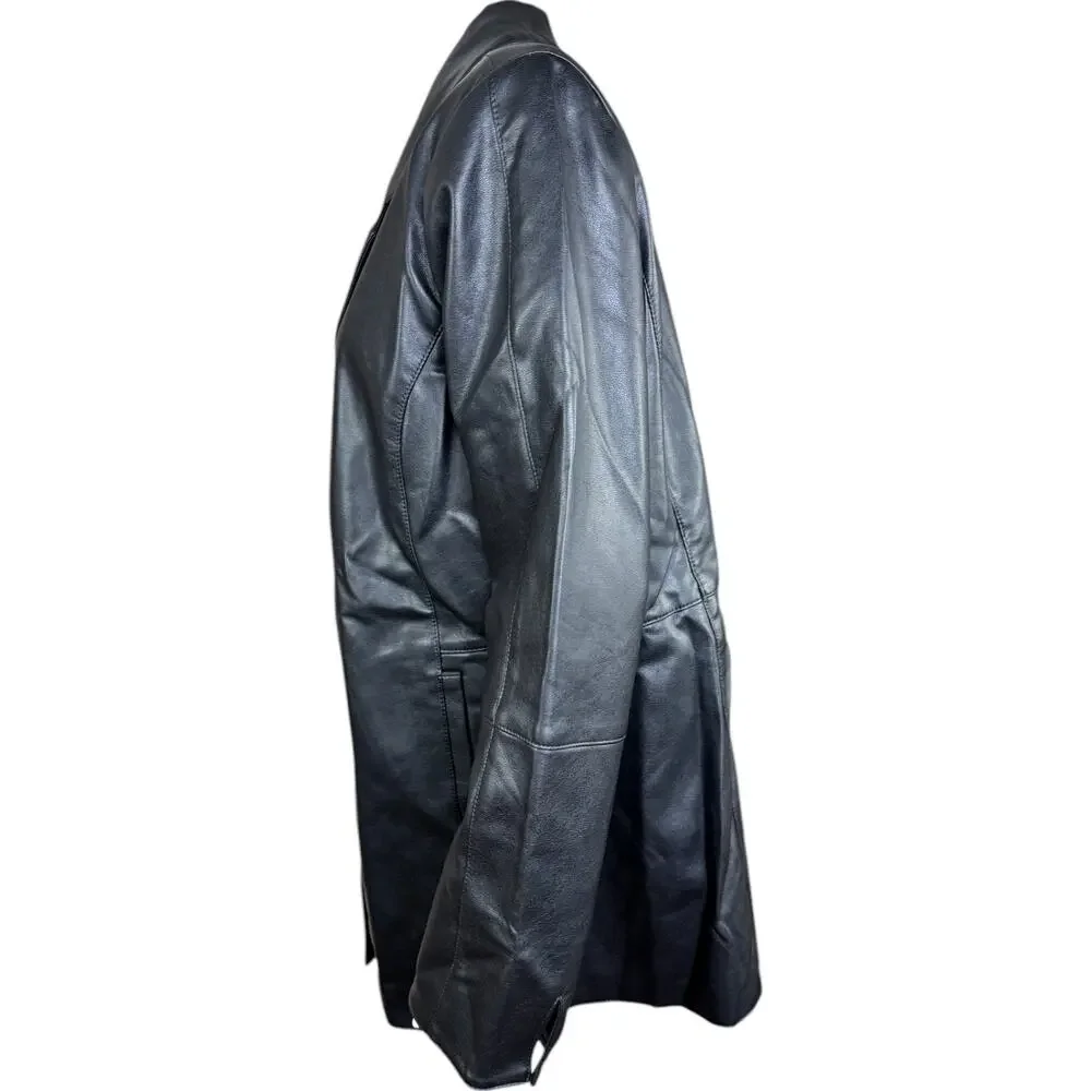 Dennis Basso Luxe Faux Leather‎ Jacket Black Large Petite  NWOT Business Casual